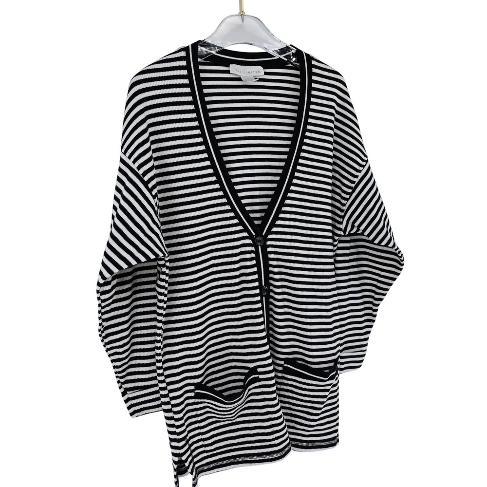 VTG Y2K The Limited Black and White Striped Long Slv Button Front Cardigan